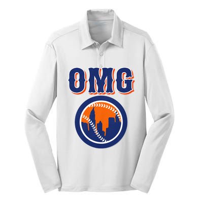 Funny Says Omg Baseball Lovers Omg Baseball Silk Touch Performance Long Sleeve Polo