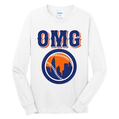 Funny Says Omg Baseball Lovers Omg Baseball Tall Long Sleeve T-Shirt