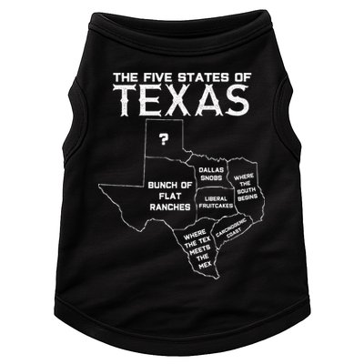 Five States Of Texas Funny Maps Of Dallas Houston Austin Doggie Tank