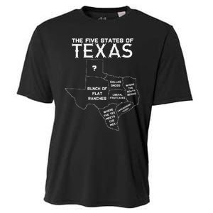 Five States Of Texas Funny Maps Of Dallas Houston Austin Cooling Performance Crew T-Shirt