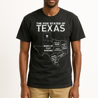 Five States Of Texas Funny Maps Of Dallas Houston Austin Tall T-Shirt