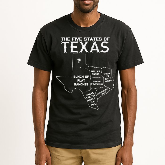 Five States Of Texas Funny Maps Of Dallas Houston Austin Tall T-Shirt