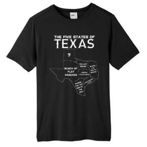 Five States Of Texas Funny Maps Of Dallas Houston Austin Tall Fusion ChromaSoft Performance T-Shirt