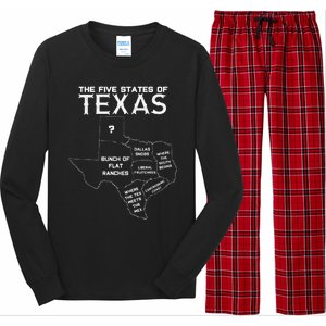 Five States Of Texas Funny Maps Of Dallas Houston Austin Long Sleeve Pajama Set