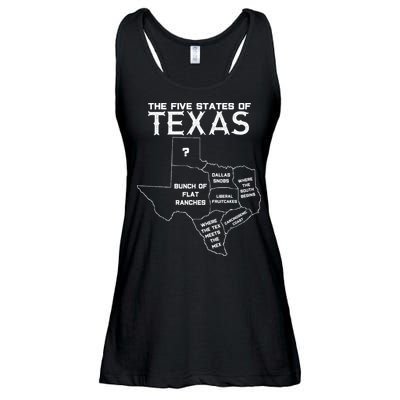 Five States Of Texas Funny Maps Of Dallas Houston Austin Ladies Essential Flowy Tank
