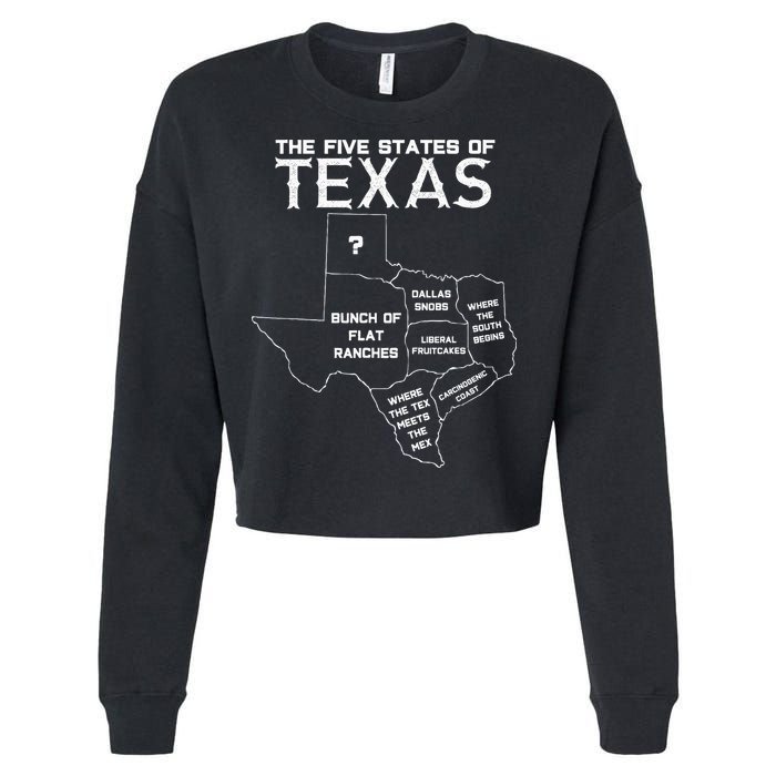 Five States Of Texas Funny Maps Of Dallas Houston Austin Cropped Pullover Crew