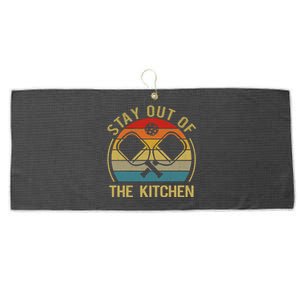 Funny Stay Out Of The Kitchen Pickleball Dad Mom Large Microfiber Waffle Golf Towel