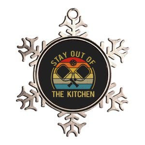 Funny Stay Out Of The Kitchen Pickleball Dad Mom Metallic Star Ornament