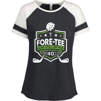 Foretee Still On Par 40th Golf Birthday Enza Ladies Jersey Colorblock Tee