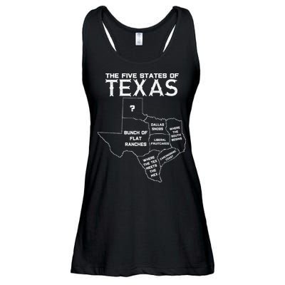 Five States Of Texas Funny Maps Of Dallas Houston Austin Ladies Essential Flowy Tank