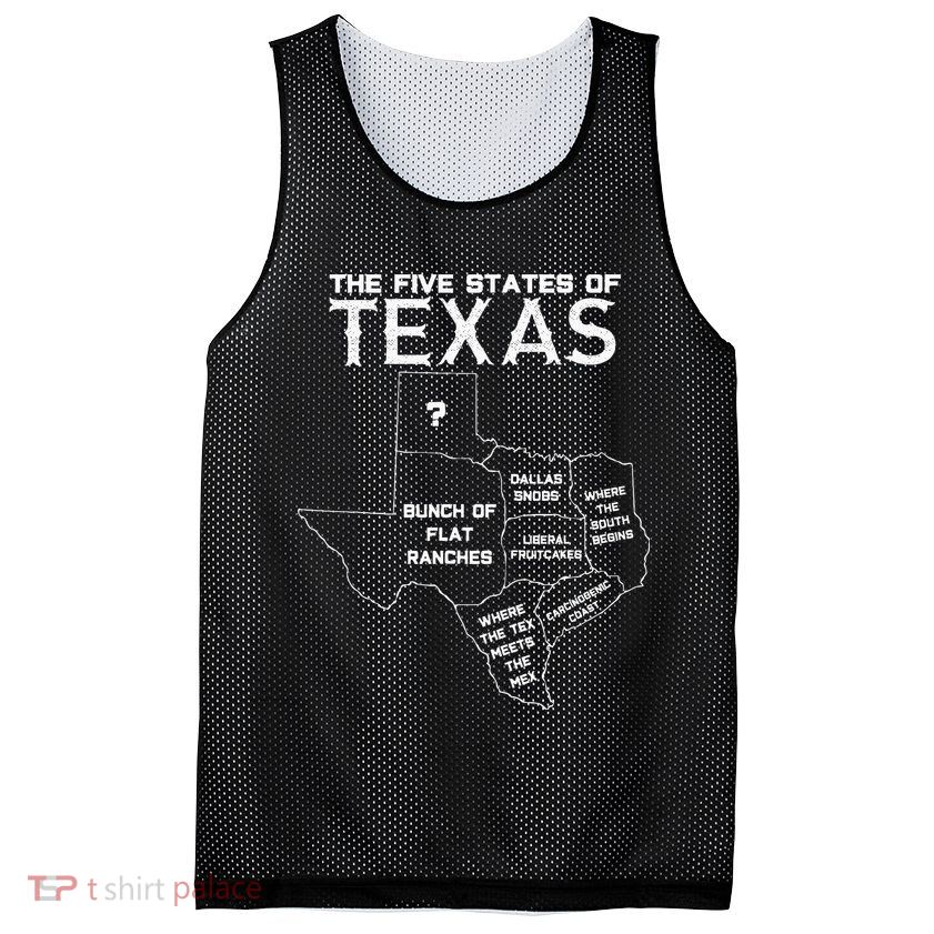 Five States Of Texas Funny Maps Of Dallas Houston Austin Mesh Reversible Basketball Jersey Tank