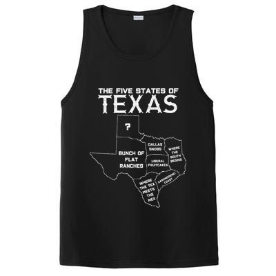 Five States Of Texas Funny Maps Of Dallas Houston Austin PosiCharge Competitor Tank