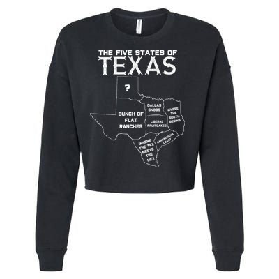 Five States Of Texas Funny Maps Of Dallas Houston Austin Cropped Pullover Crew