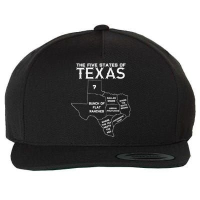 Five States Of Texas Funny Maps Of Dallas Houston Austin Wool Snapback Cap