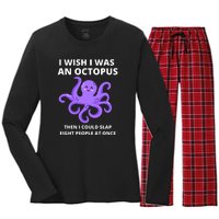 Funny Sarcastic Octopus Gift Women's Long Sleeve Flannel Pajama Set 