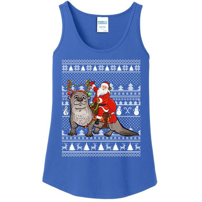 Funny Sea Otter Lover Santa Riding Sea Otter Ugly Christmas Great Gift Ladies Essential Tank