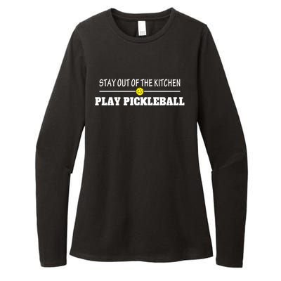 Funny Stay Out Of The Kitchen Play Pickleball Gift Womens CVC Long Sleeve Shirt