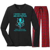 Funny Sarcastic Octopus Gift Women's Long Sleeve Flannel Pajama Set 