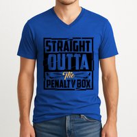 Funny Straight Outta The Penalty Box Cool Hockey Player Gift V-Neck T-Shirt