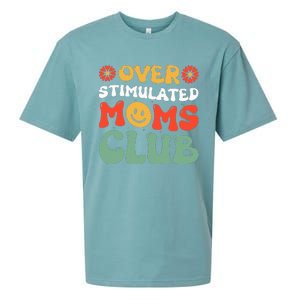 Funny Saying Overstimulated Moms Club Groovy Sueded Cloud Jersey T-Shirt