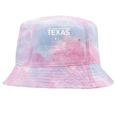 Five States Of Texas Funny Maps Of Dallas Houston Austin Tie-Dyed Bucket Hat