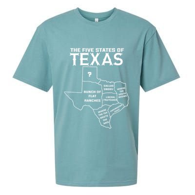 Five States Of Texas Funny Maps Of Dallas Houston Austin Sueded Cloud Jersey T-Shirt