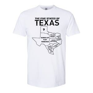 Five States Of Texas Funny Maps Of Dallas Houston Austin Softstyle CVC T-Shirt