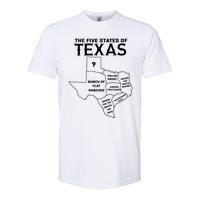 Five States Of Texas Funny Maps Of Dallas Houston Austin Softstyle CVC T-Shirt