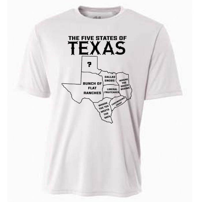 Five States Of Texas Funny Maps Of Dallas Houston Austin Cooling Performance Crew T-Shirt