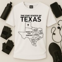 Five States Of Texas Funny Maps Of Dallas Houston Austin Cooling Performance Crew T-Shirt