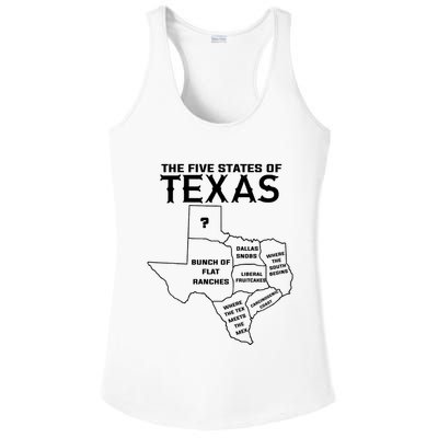 Five States Of Texas Funny Maps Of Dallas Houston Austin Ladies PosiCharge Competitor Racerback Tank