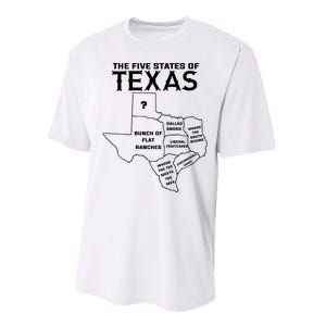 Five States Of Texas Funny Maps Of Dallas Houston Austin Performance Sprint T-Shirt