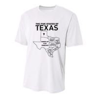 Five States Of Texas Funny Maps Of Dallas Houston Austin Youth Performance Sprint T-Shirt