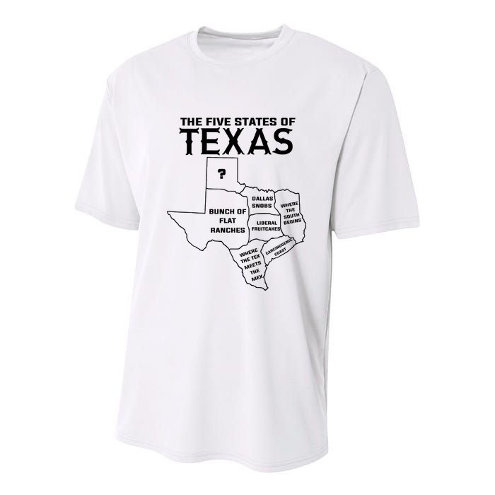 Five States Of Texas Funny Maps Of Dallas Houston Austin Youth Performance Sprint T-Shirt