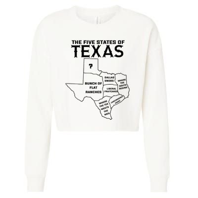 Five States Of Texas Funny Maps Of Dallas Houston Austin Cropped Pullover Crew