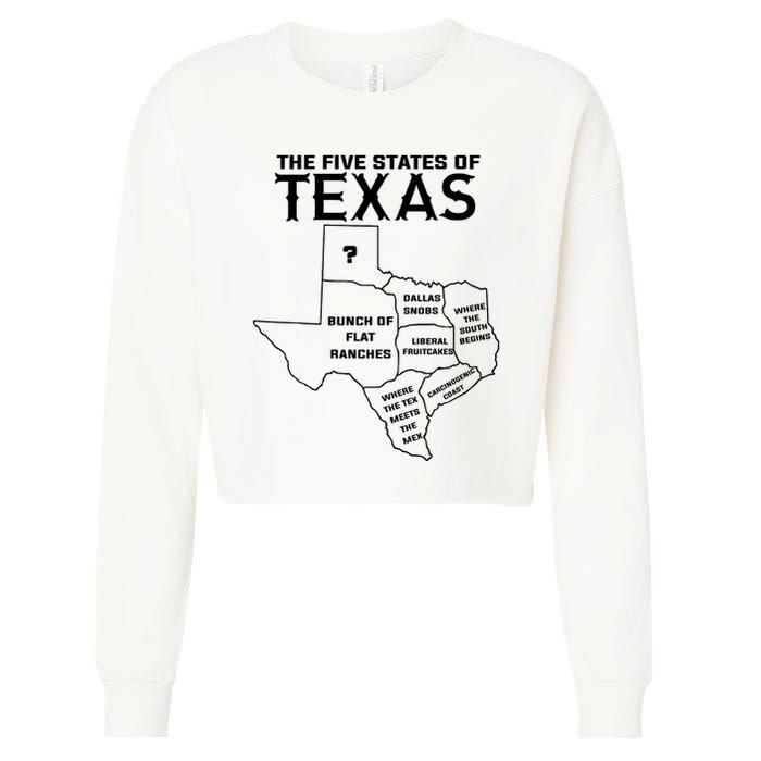 Five States Of Texas Funny Maps Of Dallas Houston Austin Cropped Pullover Crew