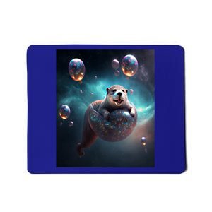 Funny Space Otters Space Otter With Planet Balloons Gift Mousepad