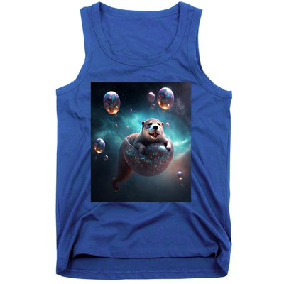 Funny Space Otters Space Otter With Planet Balloons Gift Tank Top