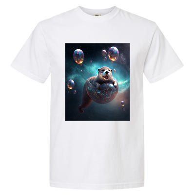 Funny Space Otters Space Otter With Planet Balloons Gift Garment-Dyed Heavyweight T-Shirt