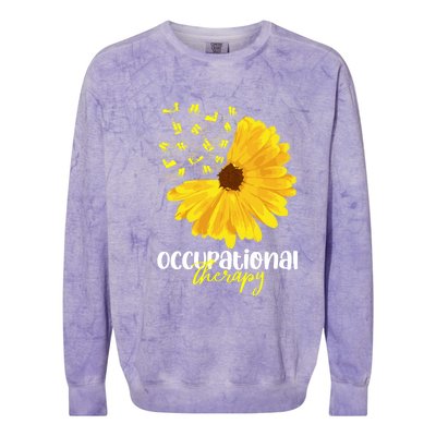 Funny Sunflower Occupational Therapy Month Ot Therapist Gift Colorblast Crewneck Sweatshirt