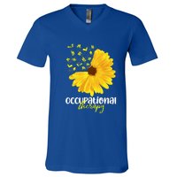 Funny Sunflower Occupational Therapy Month Ot Therapist Gift V-Neck T-Shirt