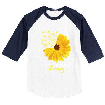 Funny Sunflower Occupational Therapy Month Ot Therapist Gift Baseball Sleeve Shirt