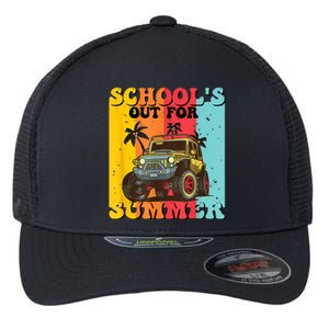 Funny Schools Out For Summer Teacher Summer Vacation Groovy Flexfit Unipanel Trucker Cap