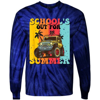 Funny Schools Out For Summer Teacher Summer Vacation Groovy Tie-Dye Long Sleeve Shirt