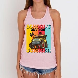 Funny Schools Out For Summer Teacher Summer Vacation Groovy Women's Knotted Racerback Tank