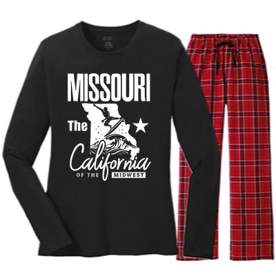 Funny State Of Missouri The California Of The Midwest Women's Long Sleeve Flannel Pajama Set 