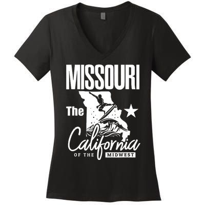 Funny State Of Missouri The California Of The Midwest Women's V-Neck T-Shirt