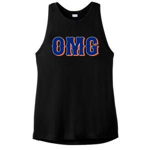 Funny Says Omg New York Apparel Ladies PosiCharge Tri-Blend Wicking Tank