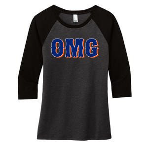 Funny Says Omg New York Apparel Women's Tri-Blend 3/4-Sleeve Raglan Shirt