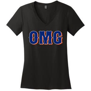 Funny Says Omg New York Apparel Women's V-Neck T-Shirt